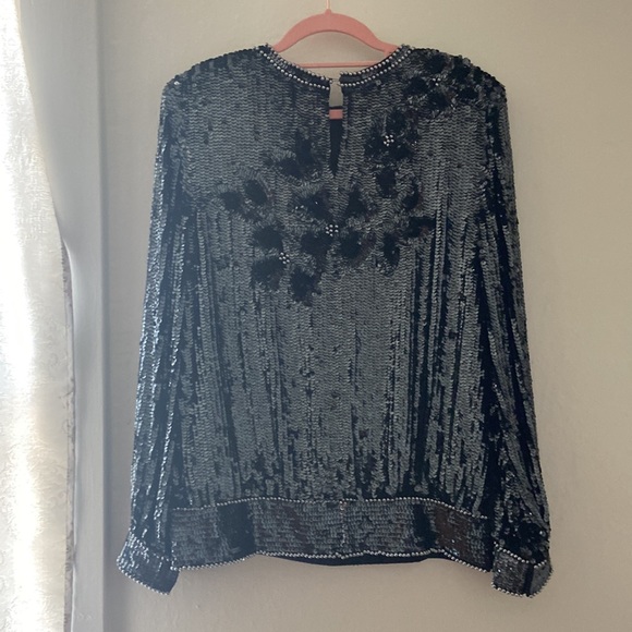 Vintage Oleg Cassini sequin blouse size small fits size medium - Picture 6 of 13